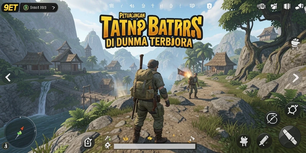 Screenshot gameplay 9ET menampilkan petualangan seru di dunia terbuka.