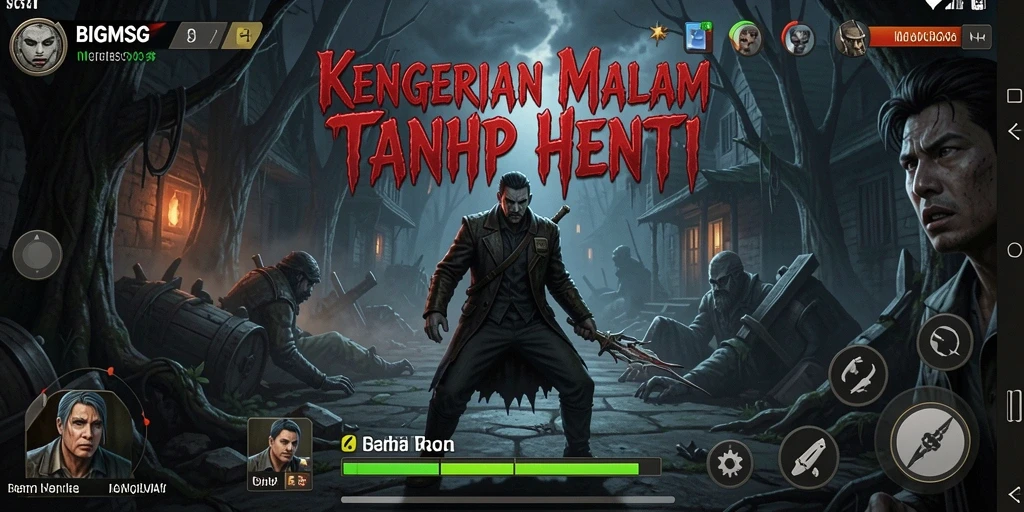 Tampilan menyeramkan dari gameplay BIGMSG saat karakter menjelajahi area gelap.