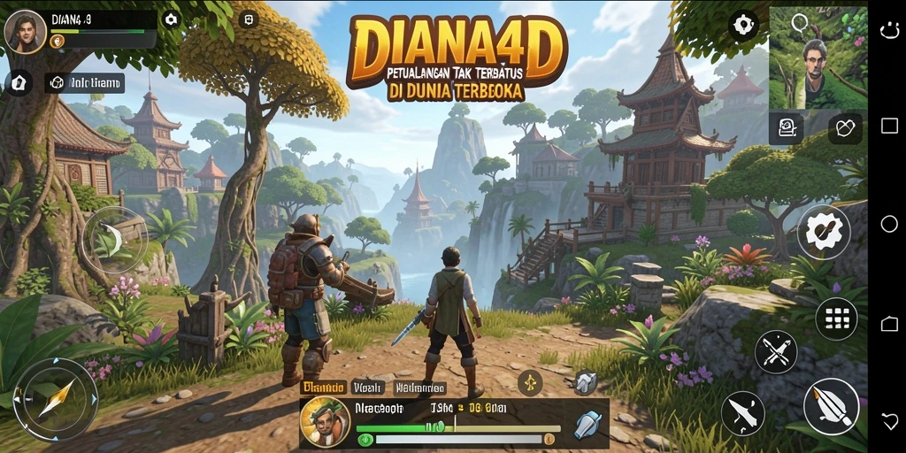 Screenshot gameplay DIANA4D menampilkan eksplorasi dunia terbuka yang menarik.