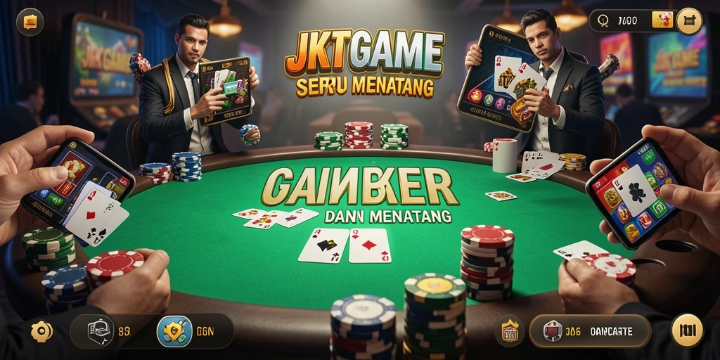Tampilan utama JKTGAME dengan permainan Poker yang seru.