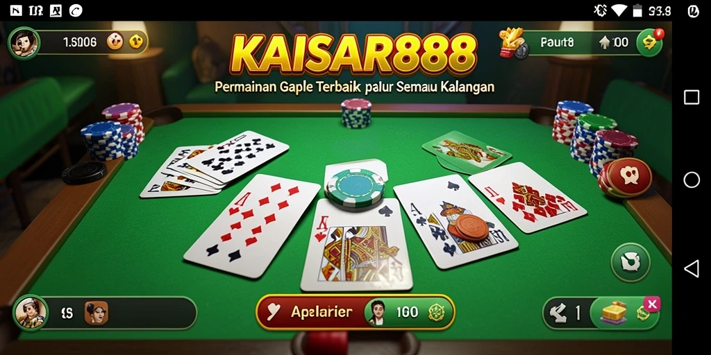 Tampilan gameplay seru dari KAISAR888, bermain Gaple dengan teman.