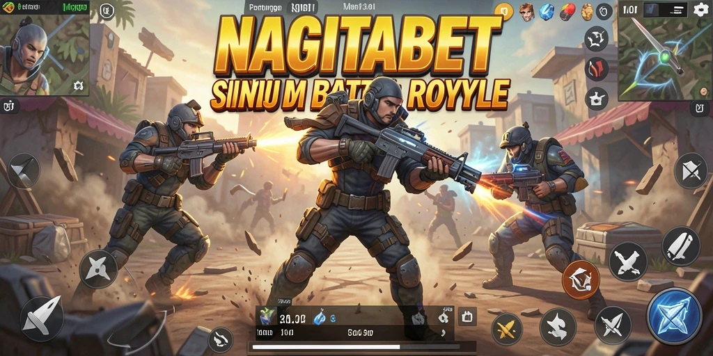 Screenshot utama NAGITABET menampilkan aksi seru dalam pertarungan Battle Royale.