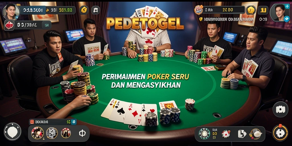 Tampilan gameplay seru di PEDETOGEL yang menunjukkan aksi Poker.