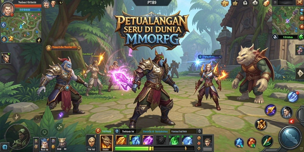 Tangkapan layar gameplay PT89 menampilkan pertarungan epik di dunia fantasi.