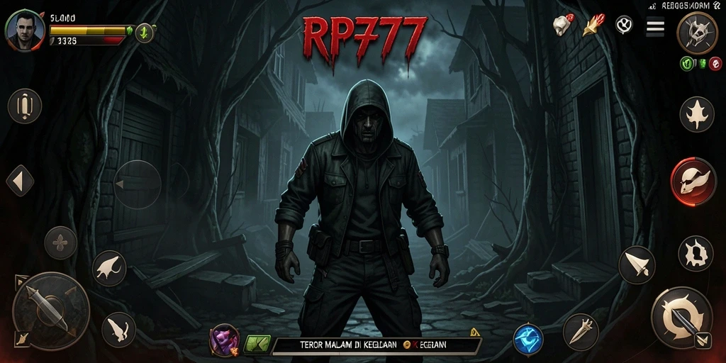 Screenshot menunjukkan suasana menakutkan dari gameplay RP777.