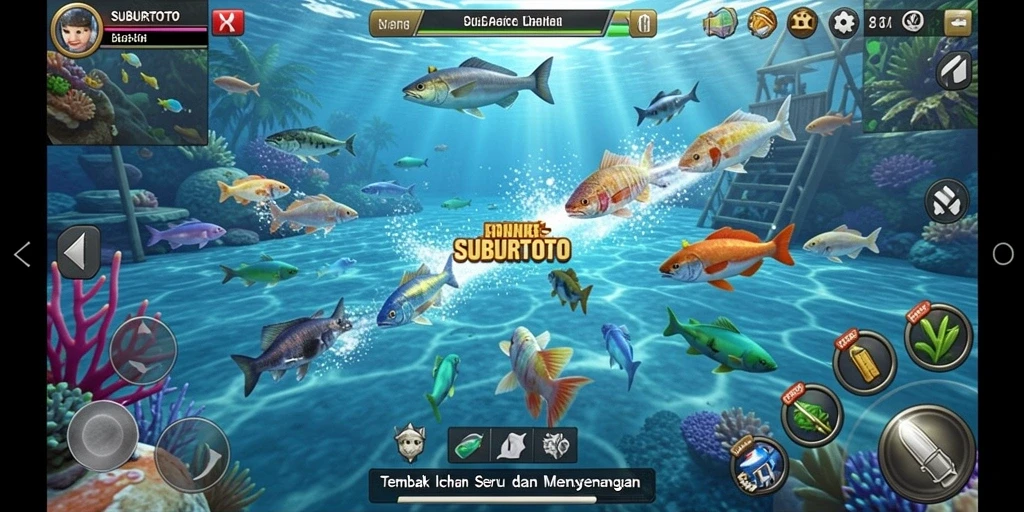Tampilan menarik dari gameplay SUBURTOTO saat menangkap ikan.